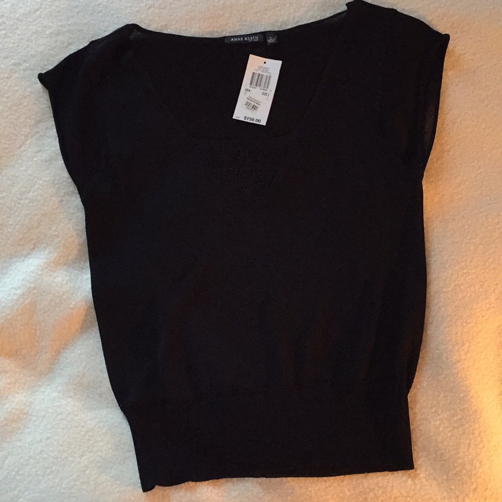 Silk top with lace inset